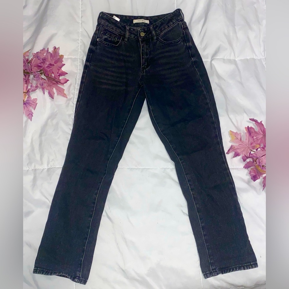 black high waisted denim mom jean